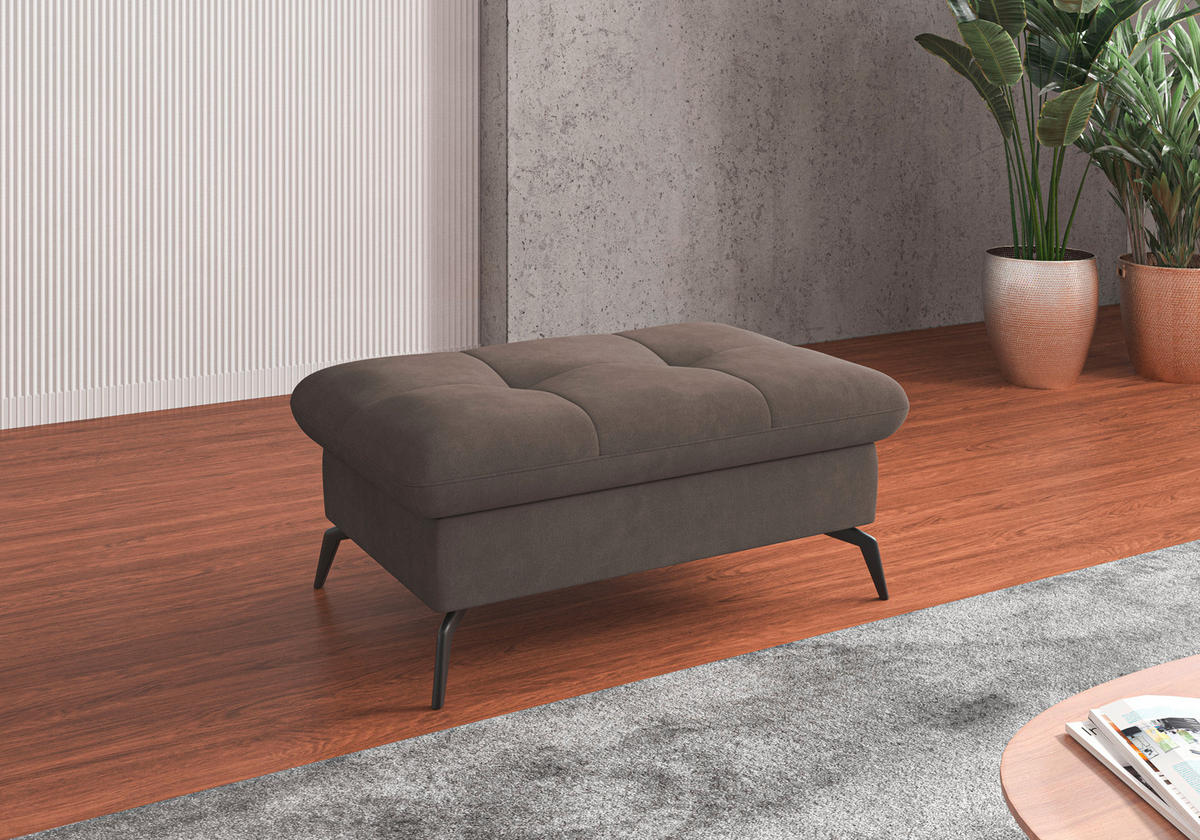 HOCKER in Textil Schlammfarben  - Schlammfarben/Schwarz, KONVENTIONELL, Textil/Metall (102/47/69cm) - Sit & More
