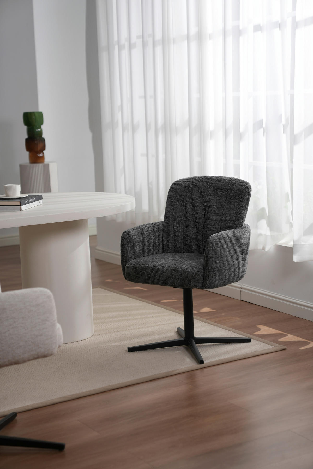 NASLANJAČ, les, kovina, tekstil temno siva  - temno siva/črna, Trendi, kovina/tekstil (58/86/64cm) - Livetastic