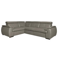 ECKSOFA  in Echtleder Schlammfarben  193/265 cm  - Wengefarben/Schlammfarben, Design, Leder/Holz (193/265cm) - Livetastic