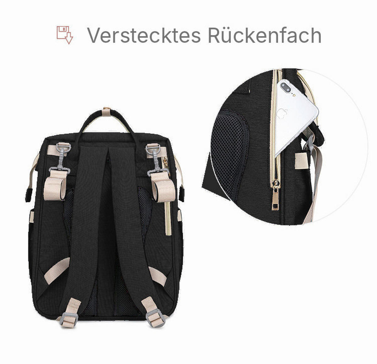 WICKELRUCKSACK Stella Bag Basic  - Schwarz, Basics, Textil (30/40/21cm)