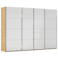 SCHWEBETÜRENSCHRANK 316/235/68 cm 4-türig Weiß, Eiche Artisan  - Chromfarben/Weiß, Design, Glas/Holzwerkstoff (316/235/68cm) - Novel