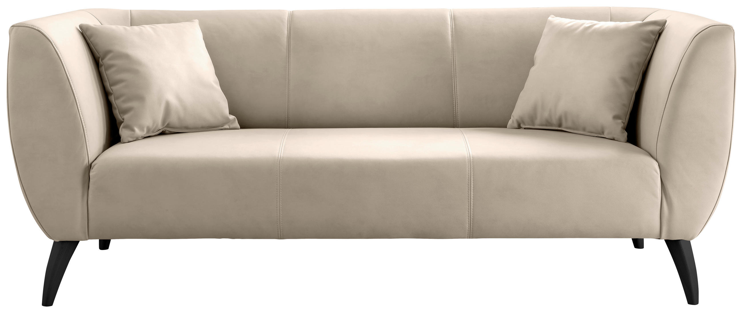 3-SITZER-SOFA in Lederlook Beige - Beige/Schwarz, Modern, Holz/Textil (208/83/88cm) - Livetastic