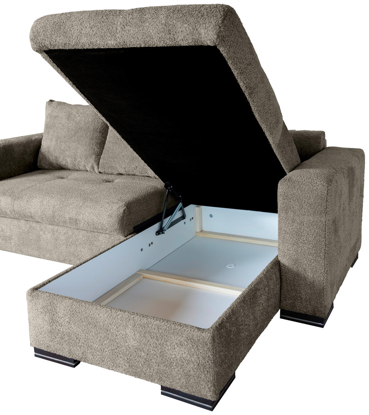ECKSOFA Creme Webstoff  - Creme/Braun, KONVENTIONELL, Holz/Textil (170/235cm) - Carryhome