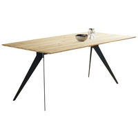 ESSTISCH Eiche massiv rechteckig Schwarz, Eichefarben  - Eichefarben/Schwarz, LIFESTYLE, Holz/Metall (160/90/75cm) - Linea Natura
