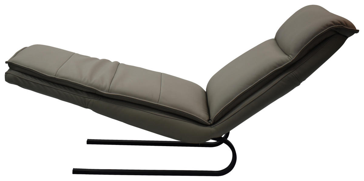 RELAXLIEGE Lederlook Kombination Echtleder/Lederlook Grau  - Schwarz/Grau, Design, Leder/Holz (69/108-86/130-174cm) - Lomoco