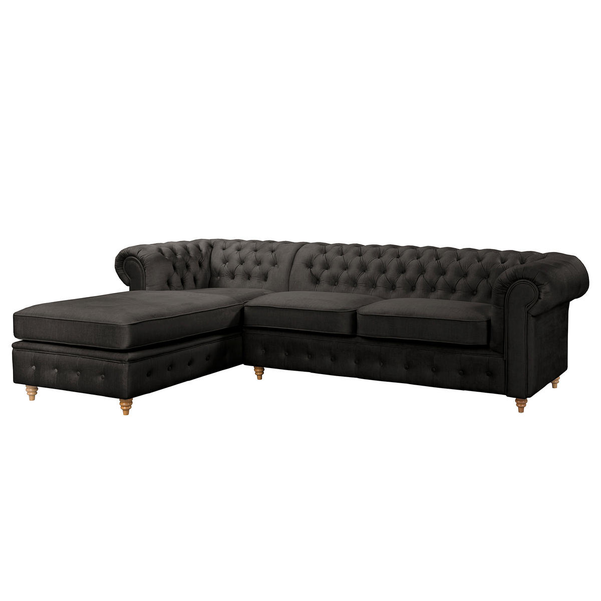 ECKSOFA Laura Anthrazit Mikrofaser  - Anthrazit/Creme, Design, Holz/Textil (182/284cm) - P & B