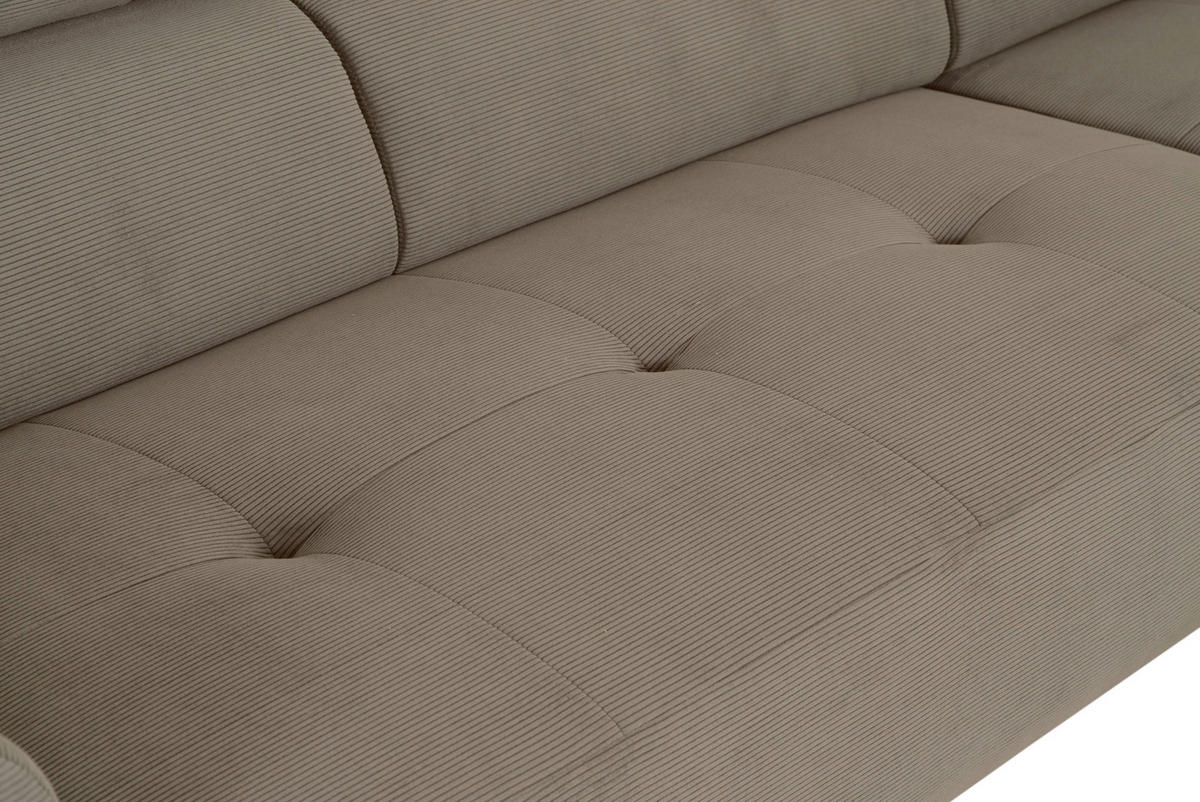 ECKSOFA in Feincord Graubraun  280/205 cm  - Graubraun/Schwarz, Design, Textil/Metall (280/205cm) - Xora