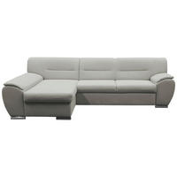 ECKSOFA 167/281 cm  in Flachgewebe Beige Bettkasten, Schlaffunktion, Rücken echt  167/281 cm  - Beige/Silberfarben, Design, Kunststoff/Textil (167/281cm) - MID.YOU