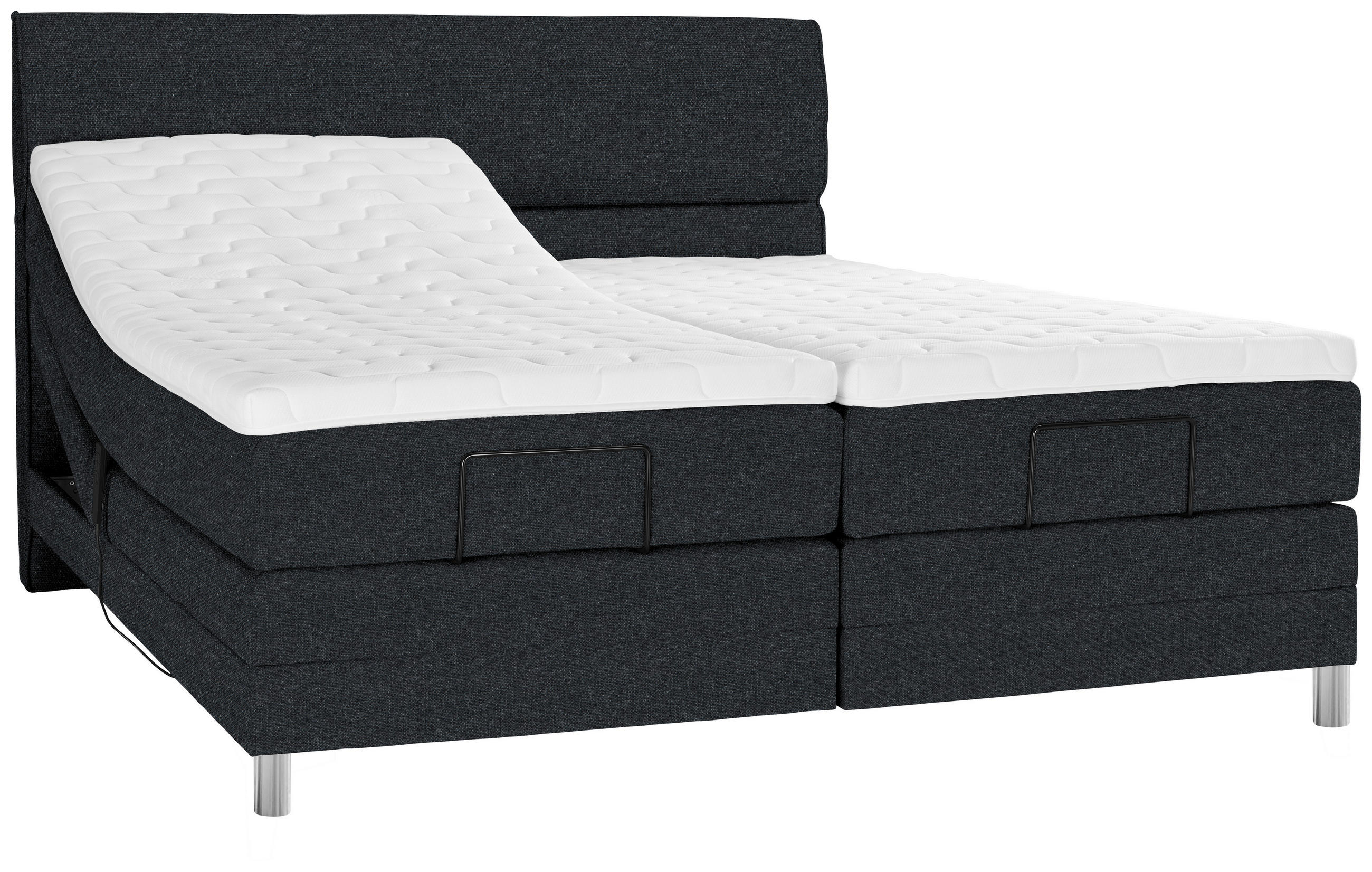 BOXSPRINGBETT 180/200 cm  in Anthrazit  - Chromfarben/Anthrazit, KONVENTIONELL, Kunststoff/Textil (180/200cm) - Voleo