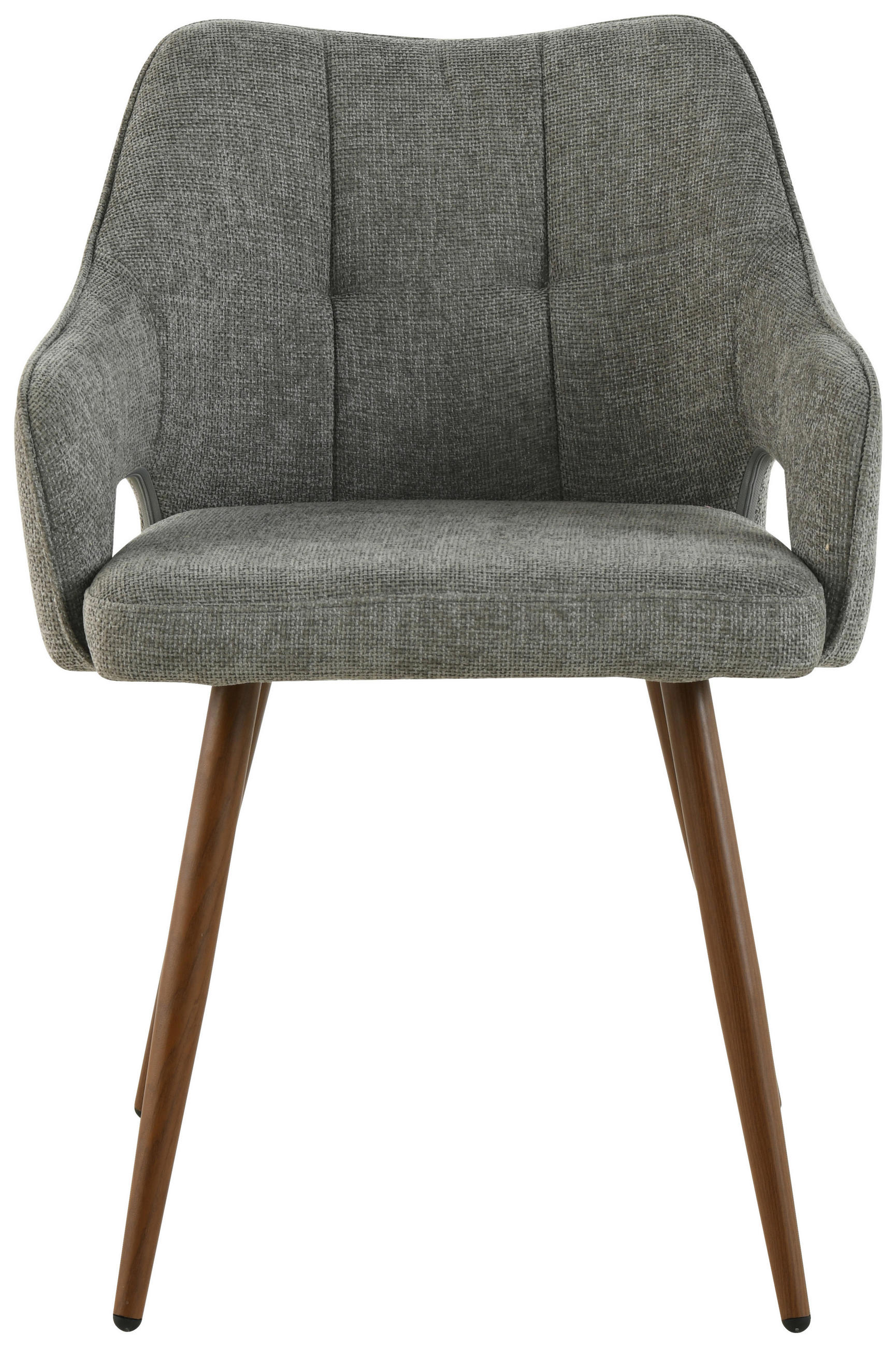 ARMLEHNSTUHL  in Eisen Leinenoptik  - Walnussfarben/Grau, LIFESTYLE, Holz/Textil (55/80/60cm) - MID.YOU