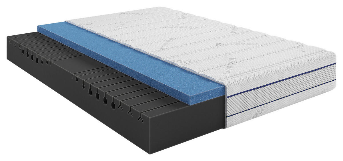 KALTSCHAUMMATRATZE Mood H3/H4, 180/200 cm, Höhe ca.: 25 cm, H3 + H4 = fest + sehr fest, 7-Zonen - Weiß, Basics, Textil (180/200cm) - Livetastic