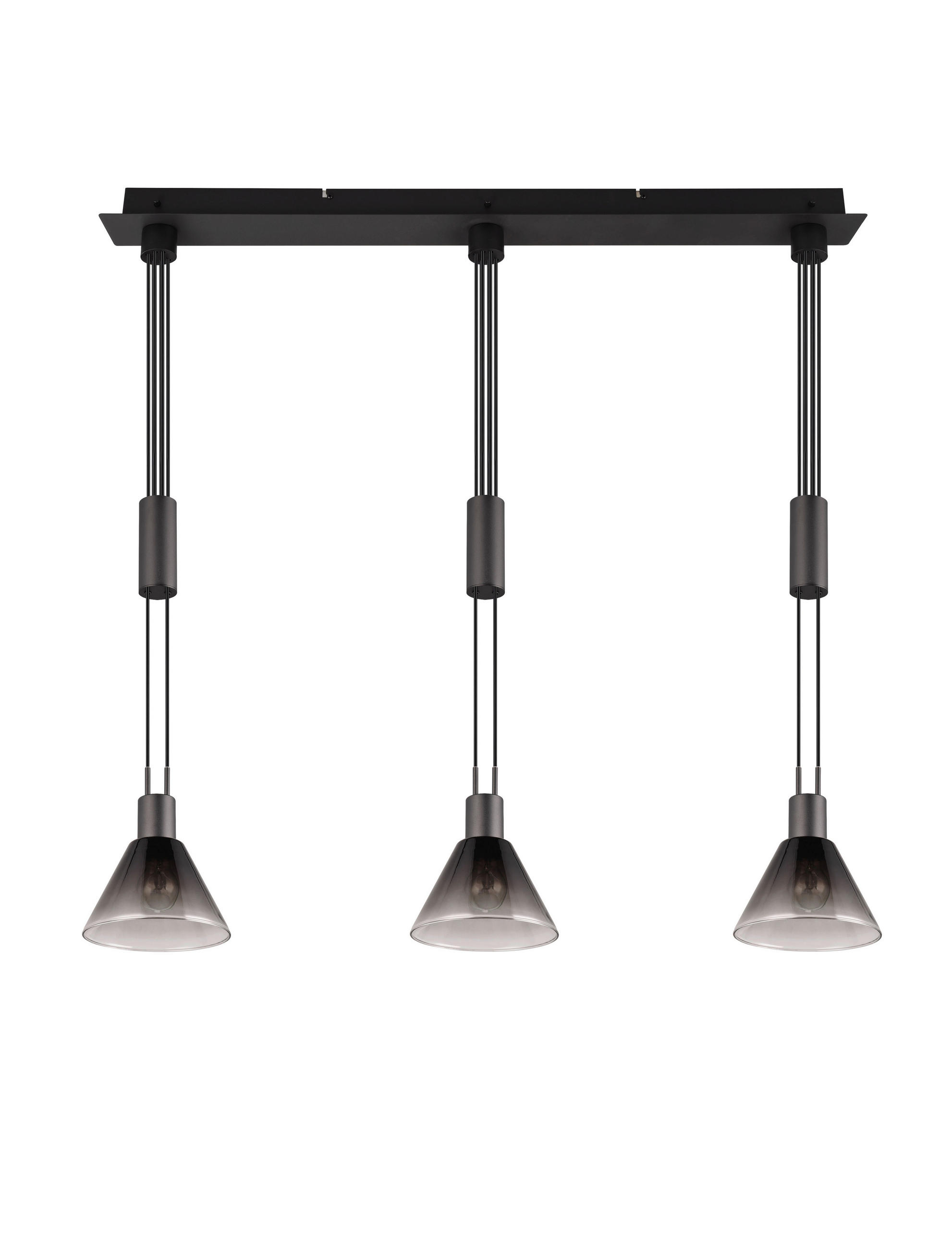 HÄNGLAMPA Stanley 95/19/160 cm  - grå/svart, Design, metall/glas (95/19/160cm) - Trio Leuchten