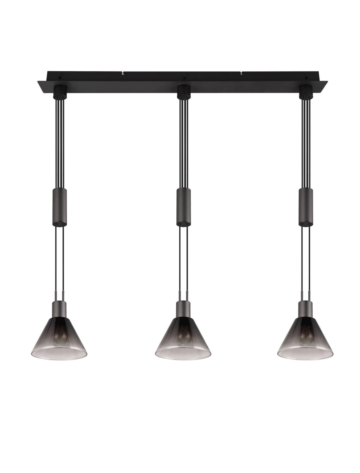 HÄNGLAMPA Stanley 95/19/160 cm  - grå/svart, Design, metall/glas (95/19/160cm) - Trio Leuchten