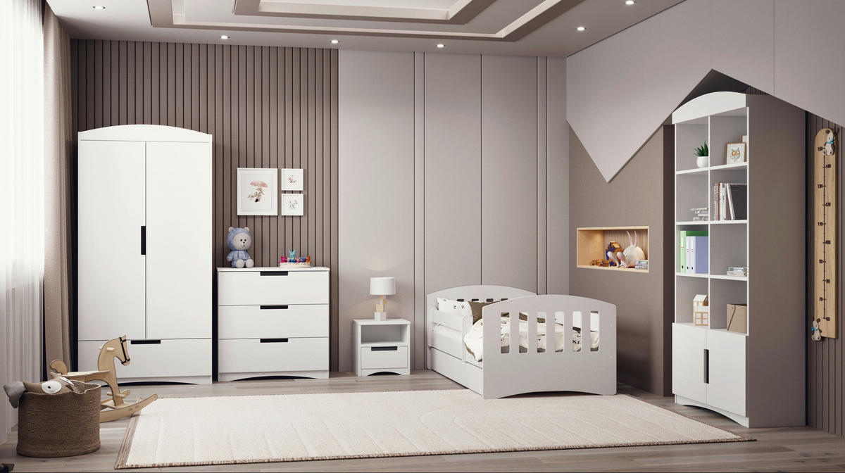 KINDER-/JUNIORBETT - Birkefarben/Weiß, MODERN, Holz/Holzwerkstoff (80/180cm) - MID.YOU