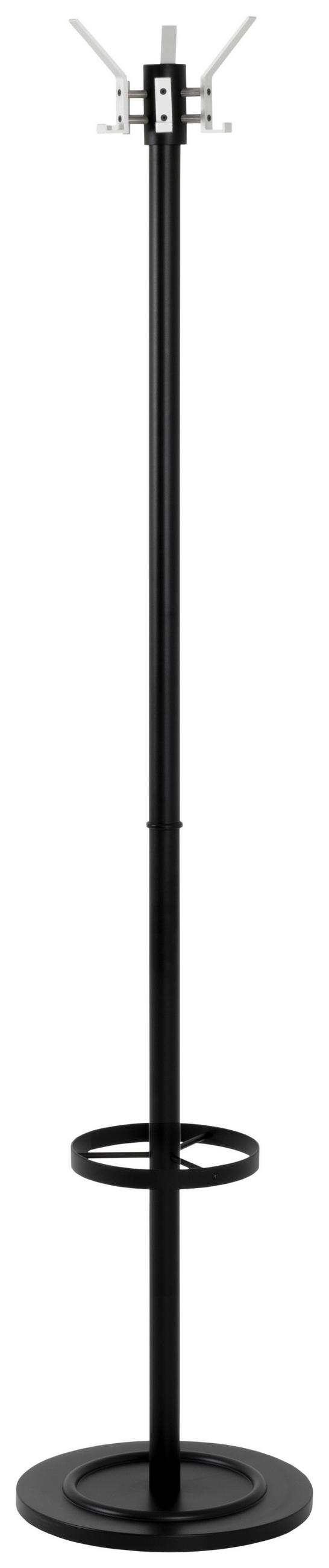 GARDEROBENSTÄNDER in Schwarz, Alufarben 37/179/37 cm   - Schwarz/Alufarben, KONVENTIONELL, Metall (37/179/37cm)