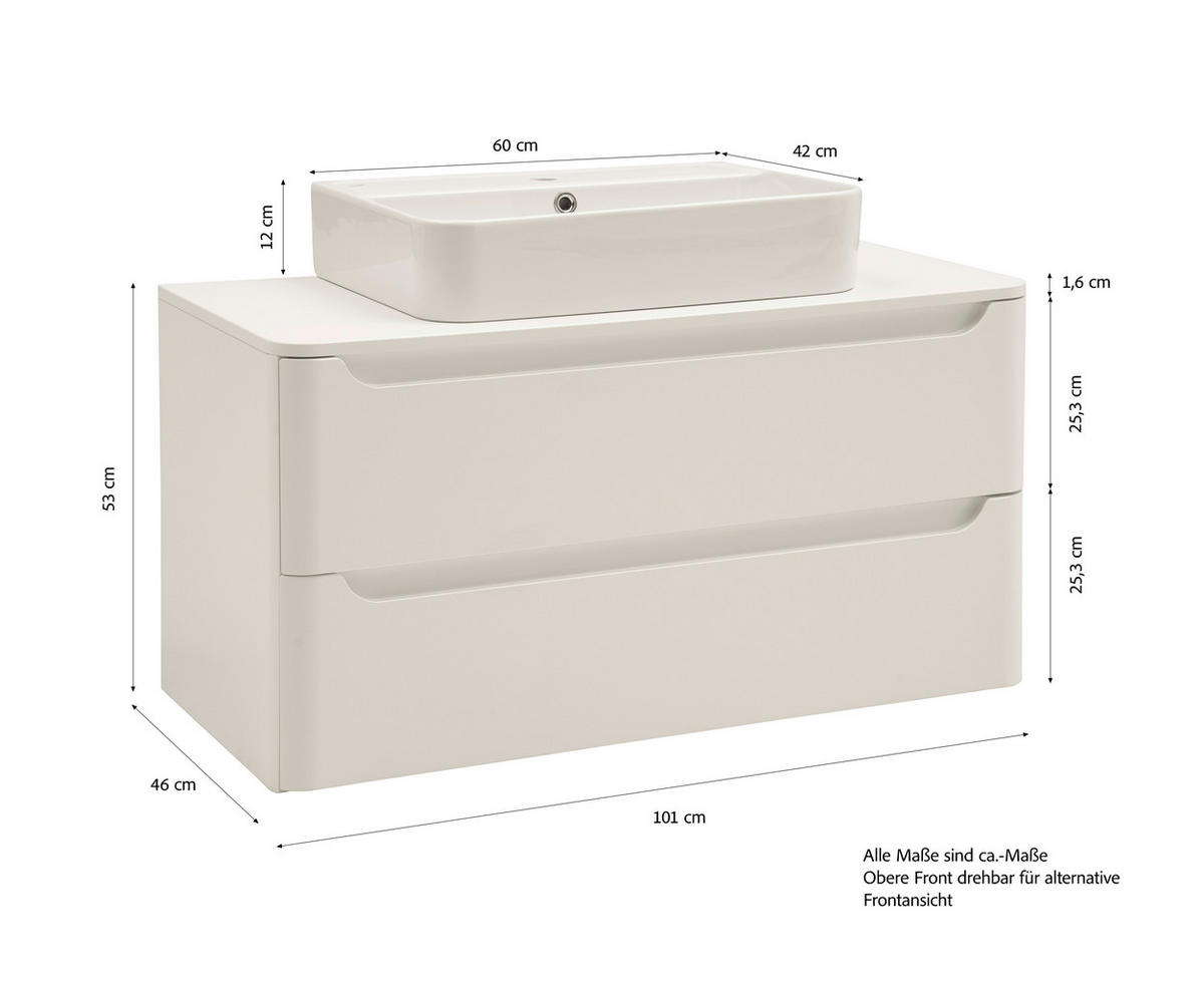 WASCHTISCHKOMBI 101 cm  - Weiß, KONVENTIONELL, Keramik/Holzwerkstoff (101cm) - Xora