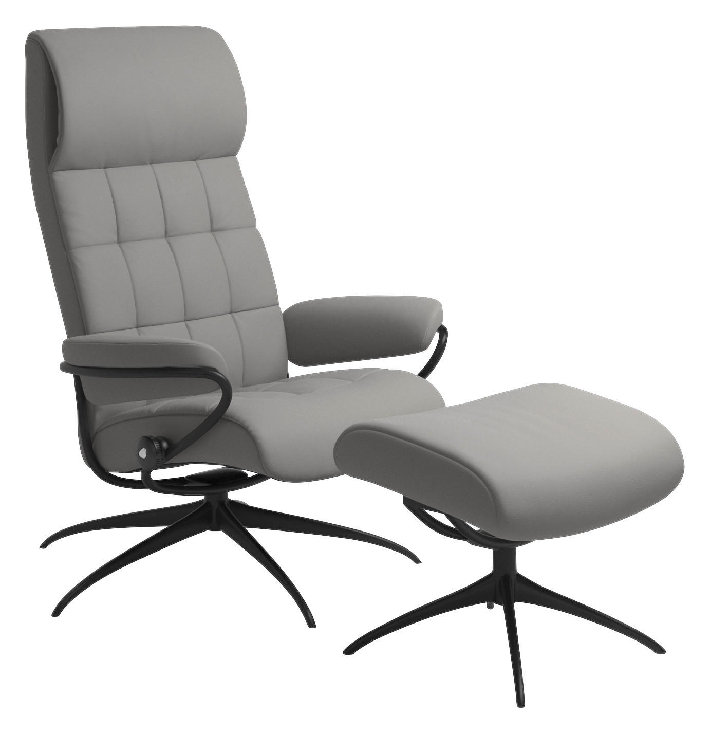 RELAXSESSELSET in Leder Grau, Schwarz  - Schwarz/Grau, Design, Leder/Metall (80/111/71cm) - Stressless