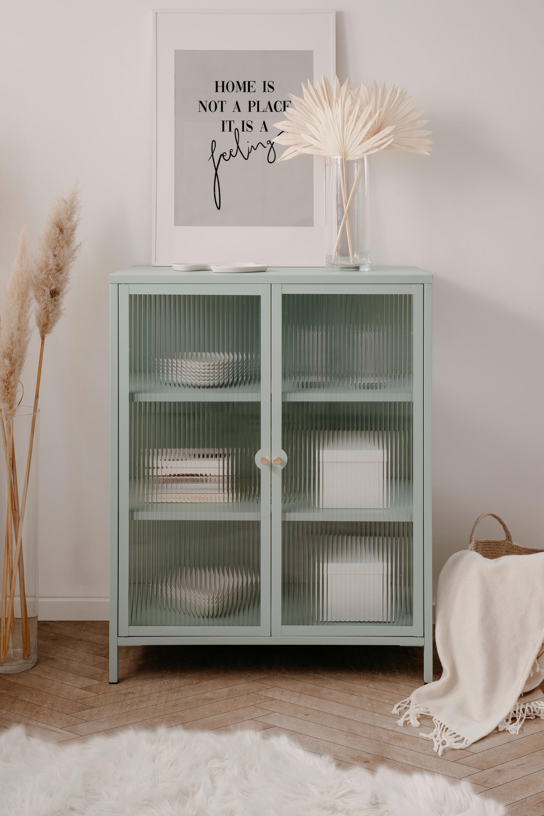 KOMMODE  in 80/101,5/40 cm  - Goldfarben/Mintgrün, Design, Glas/Metall (80/101,5/40cm) - MID.YOU