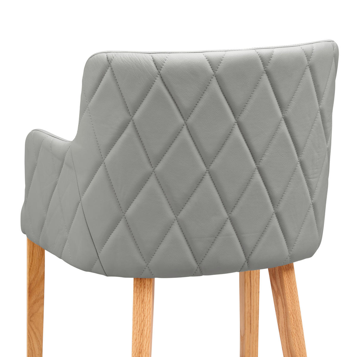 BARHOCKER Echtleder Eiche Hartholz  - KONVENTIONELL, Leder/Holz (57/97/60cm) - Livetastic