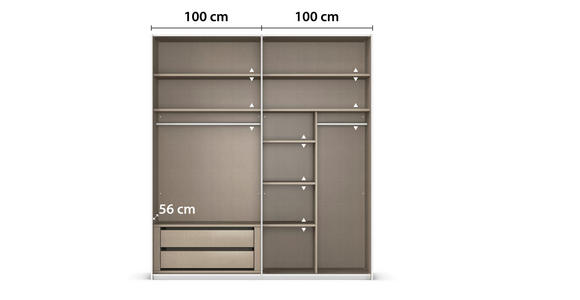 SCHWEBETÜRENSCHRANK 201/223/68 cm 2-türig Grau - Alufarben/Grau, KONVENTIONELL, Holzwerkstoff/Metall (201/223/68cm) - Novel