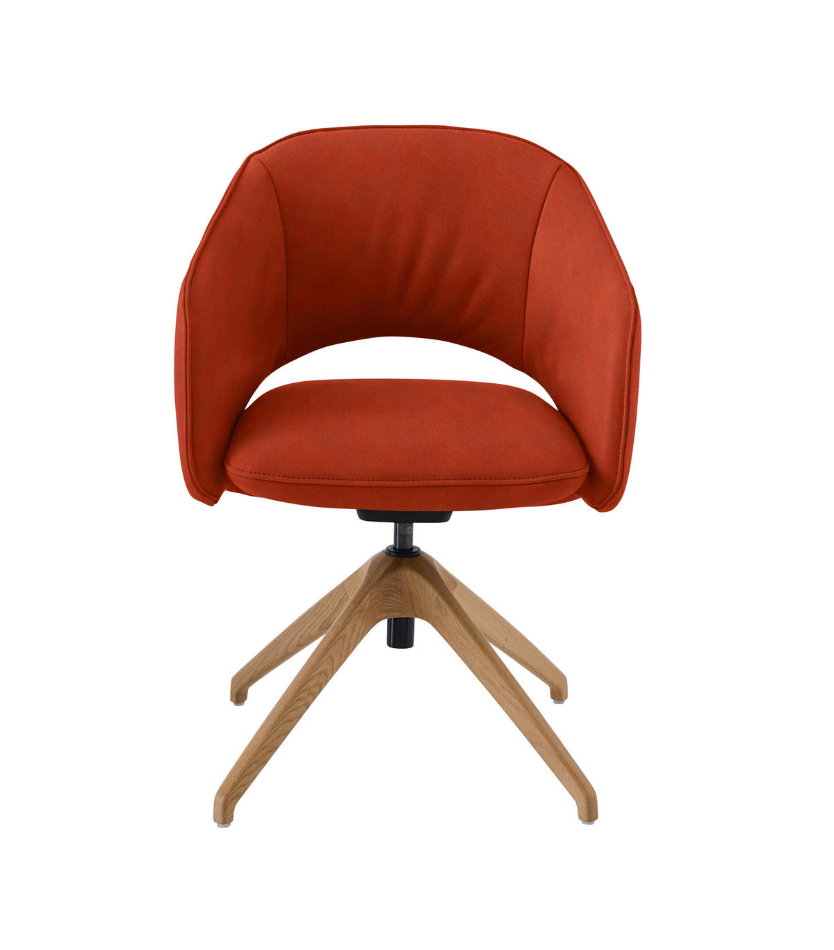 ARMLEHNSTUHL  in Echtleder naturbelassen  - Wildeiche/Rotorange, Design, Leder/Holz (63/74-90/57-73cm) - Koinor