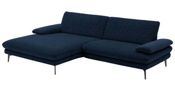 ECKSOFA in Velours Dunkelblau 184/284 cm - Schwarz/Dunkelblau, Design, Textil/Metall (184/284cm) - Dieter Knoll
