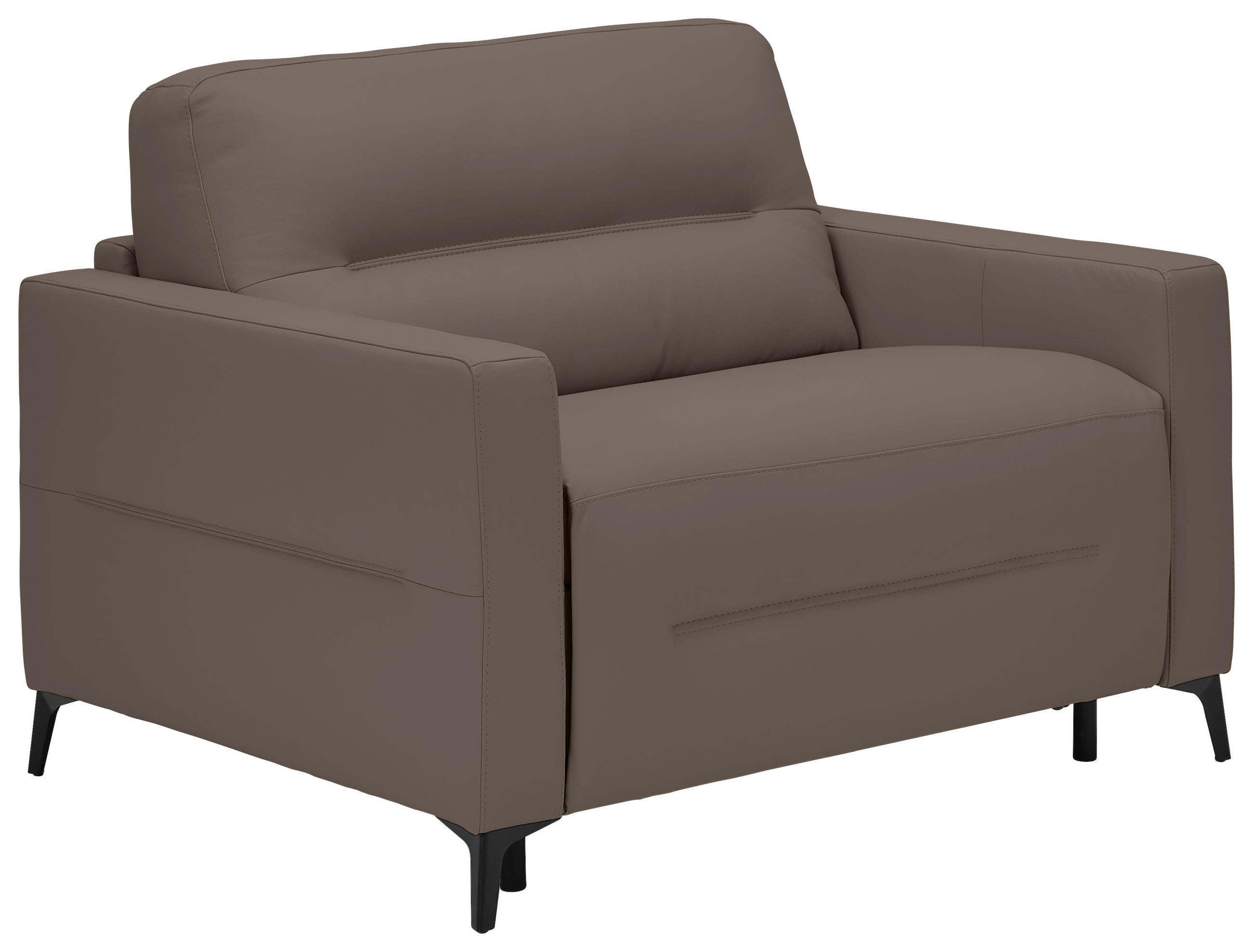 SCHLAFSESSEL Echtleder Schlammfarben    - Schlammfarben/Schwarz, Design, Leder/Metall (115/89/97cm) - Novel