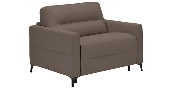 SCHLAFSESSEL  in Echtleder Schlammfarben  - Schlammfarben/Schwarz, Design, Leder/Metall (115/89/97cm) - Novel