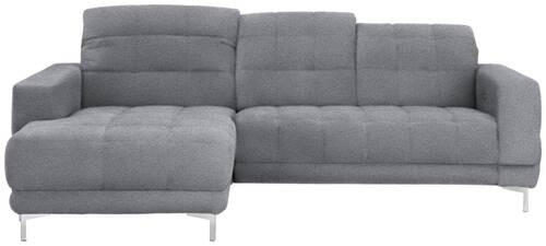 ECKSOFA in Webstoff Grau  187/260 cm  - Chromfarben/Grau, Design, Textil/Metall (187/260cm) - Xora