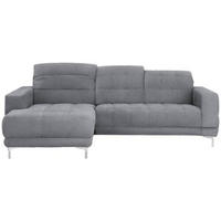 ECKSOFA in Webstoff Grau  187/260 cm  - Chromfarben/Grau, Design, Textil/Metall (187/260cm) - Xora