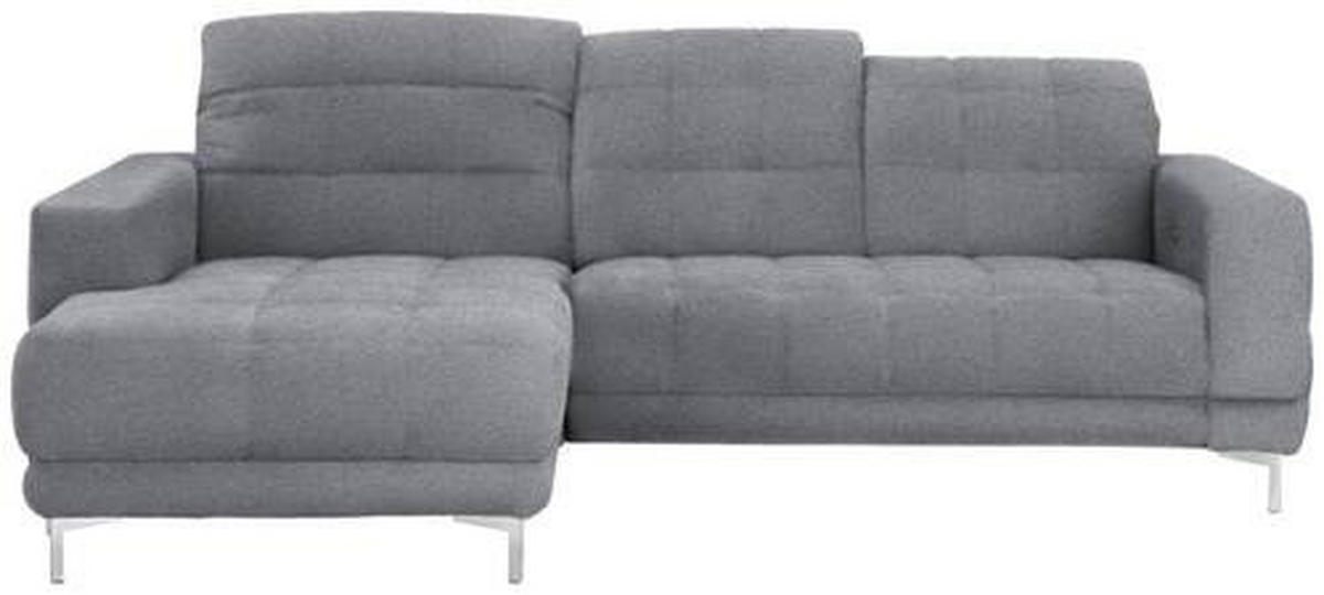 ECKSOFA in Webstoff Grau  187/260 cm  - Chromfarben/Grau, Design, Textil/Metall (187/260cm) - Xora