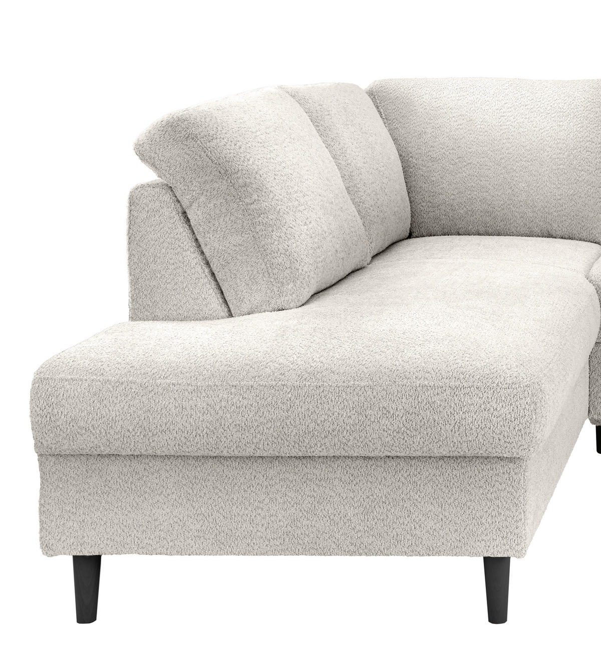 ECKSCHLAFSOFA Weiß Bouclé  - Schwarz/Weiß, MODERN, Holz/Textil (200/242cm) - Livetastic