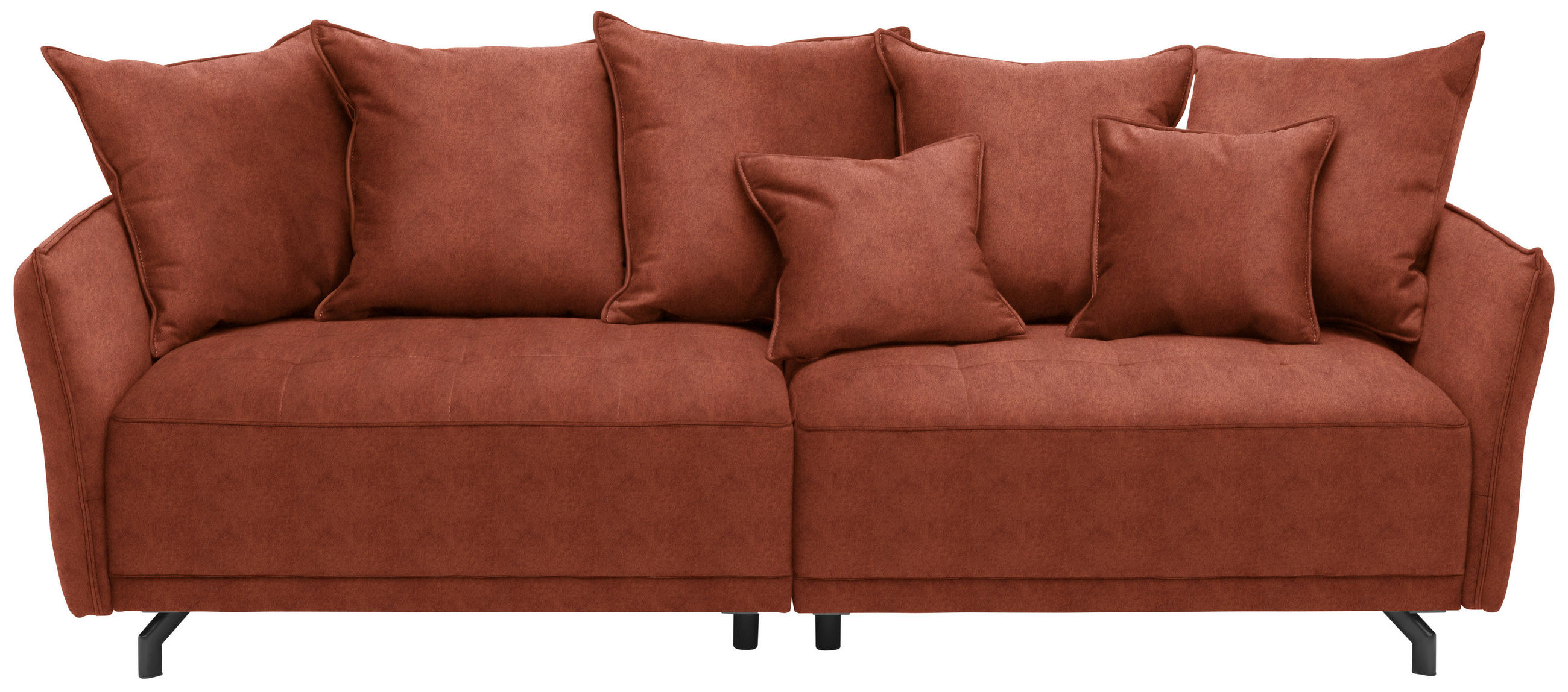 BIGSOFA in Velours Rostfarben  - Rostfarben/Schwarz, Design, Textil/Metall (226/91/103cm) - Carryhome