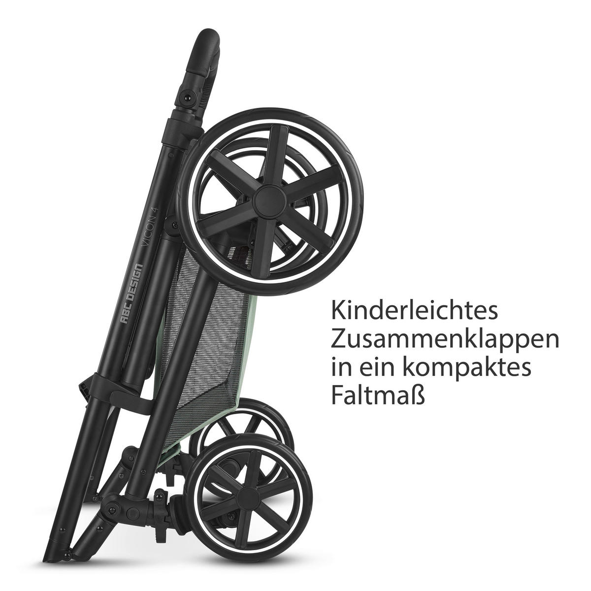 KINDERWAGENSET  Vicon 4  Pine  - Pastellgrün/Schwarz, Basics, Textil/Metall (91/61/110cm) - ABC Design