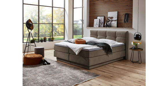 BOXSPRINGBETT 160/200 cm  in Taupe  - Taupe/Schwarz, KONVENTIONELL, Kunststoff/Textil (160/200cm) - Carryhome