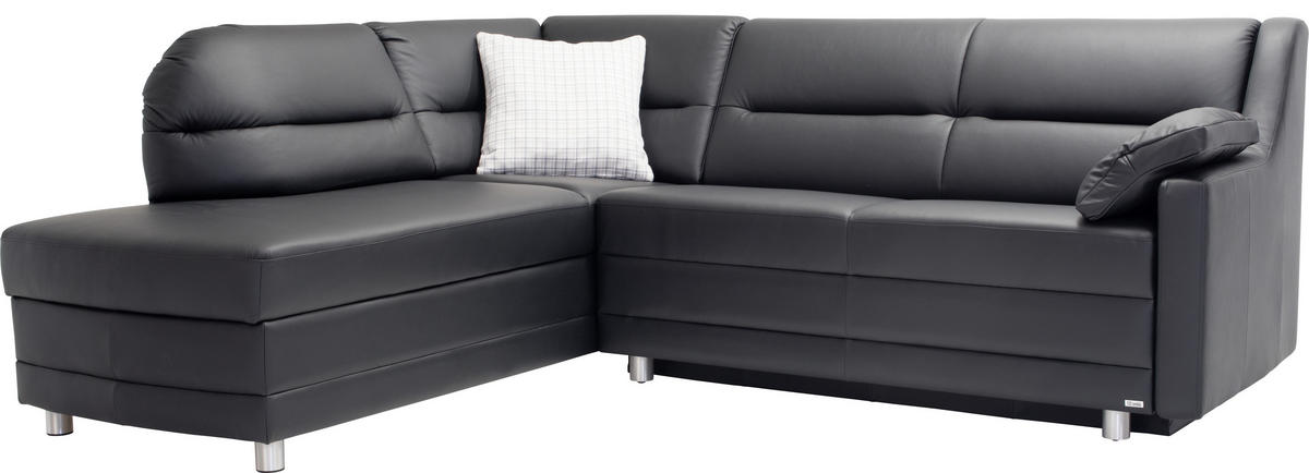 ECKSOFA in Echtleder Schwarz  208/242 cm  - Schwarz, KONVENTIONELL, Leder (208/242cm) - Sedda