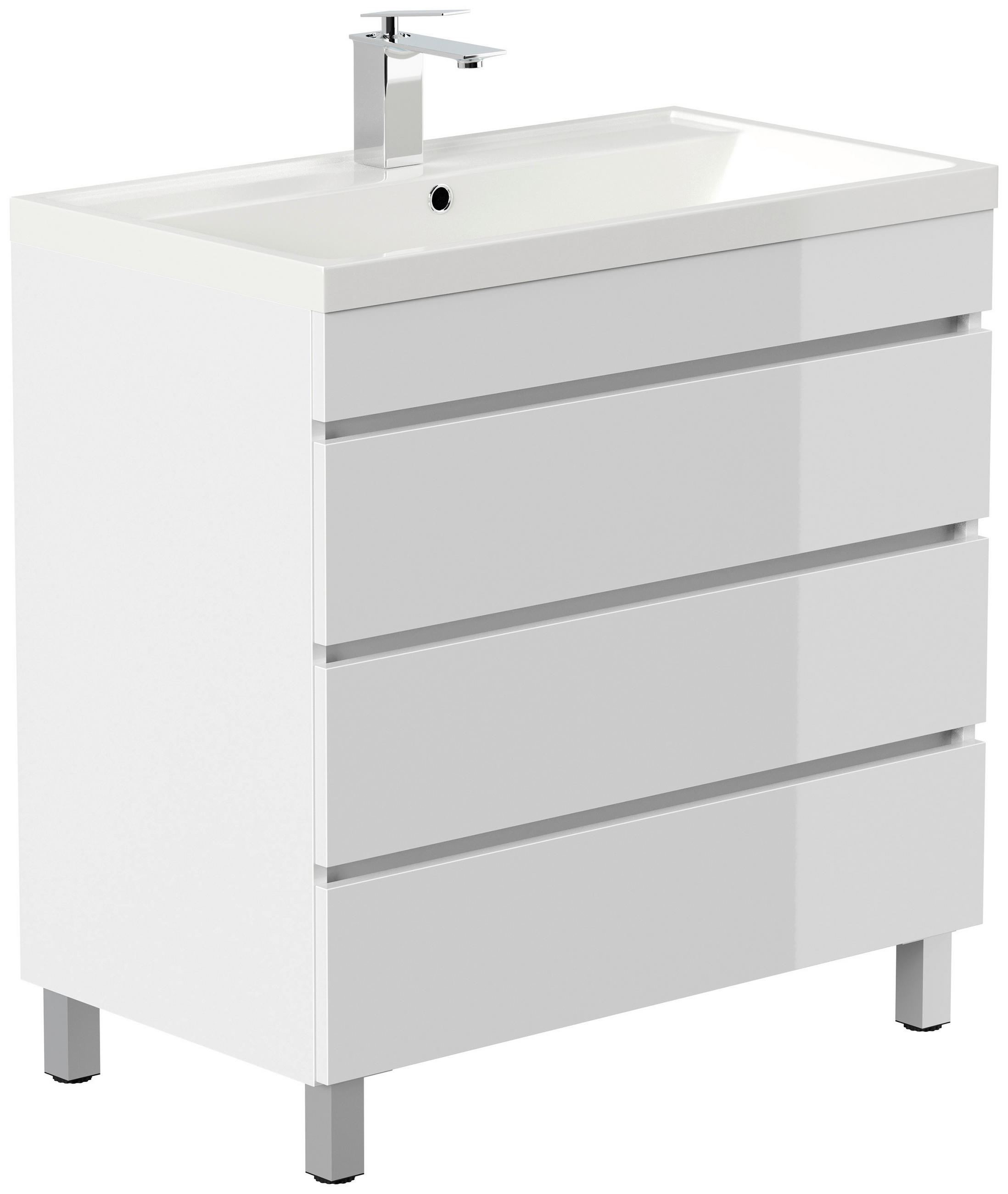 SKRINKA S UMÝVADLOM, 80 cm - biela s vysokým leskom, Trend, kompozitné drevo/plast (80cm) - MID.YOU