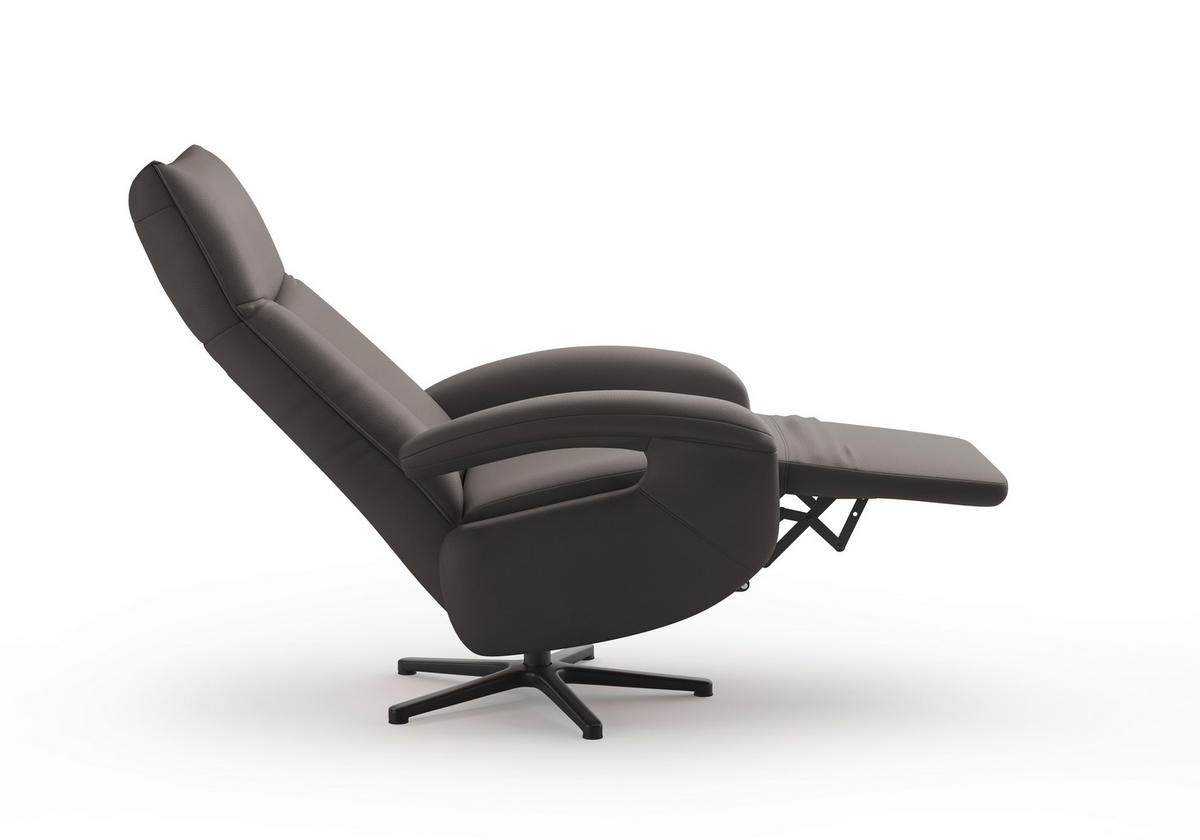 SESSEL in Echtleder Mokka  - Schwarz/Mokka, Konventionell, Leder/Metall (74/112/82cm) - Sit & More