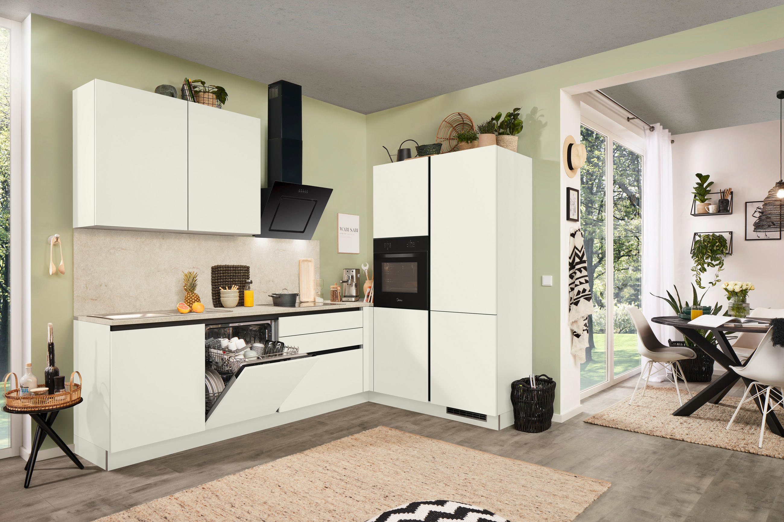 ECKKÜCHE 276/183 cm  in Magnolie  - Magnolie, Basics, Holzwerkstoff (276/183cm) - Welnova