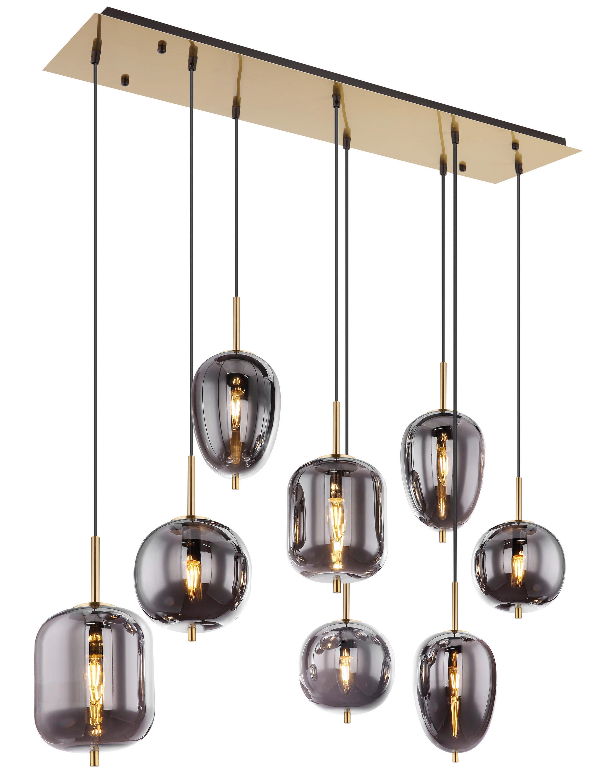 HÄNGELEUCHTE 102,5/34/120 cm    - Messingfarben/Grau, Design, Glas/Metall (102,5/34/120cm) - Globo