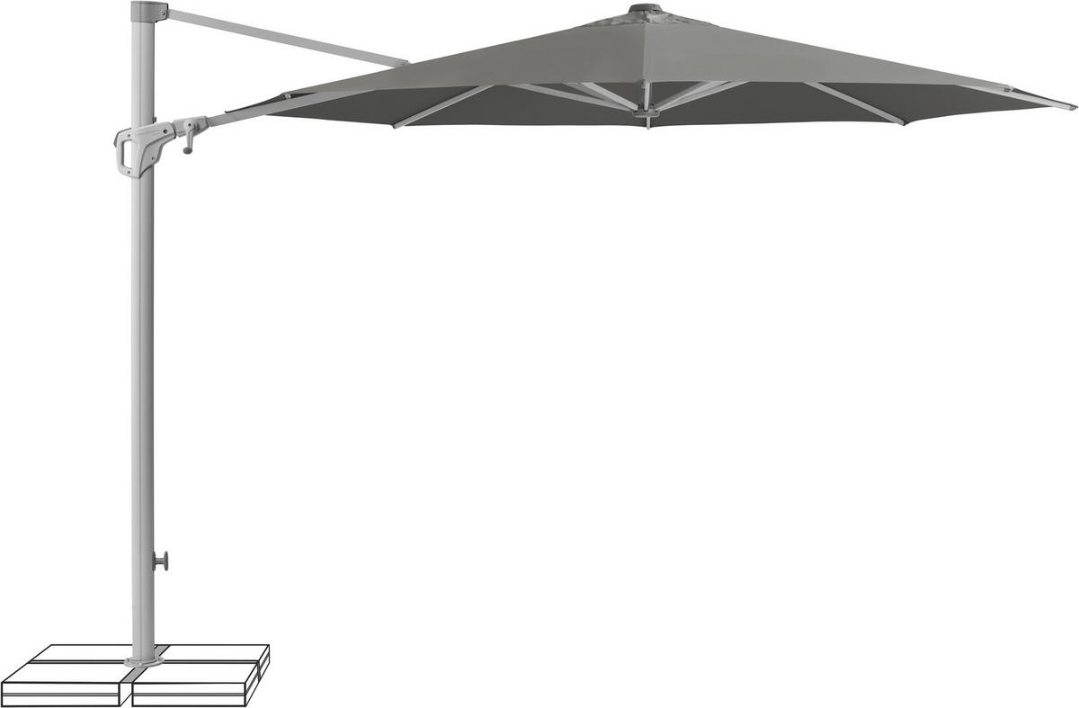 AMPELSCHIRM 300 cm  - Silberfarben/Grau, KONVENTIONELL, Textil/Metall (300/300cm) - Suncomfort by Glatz