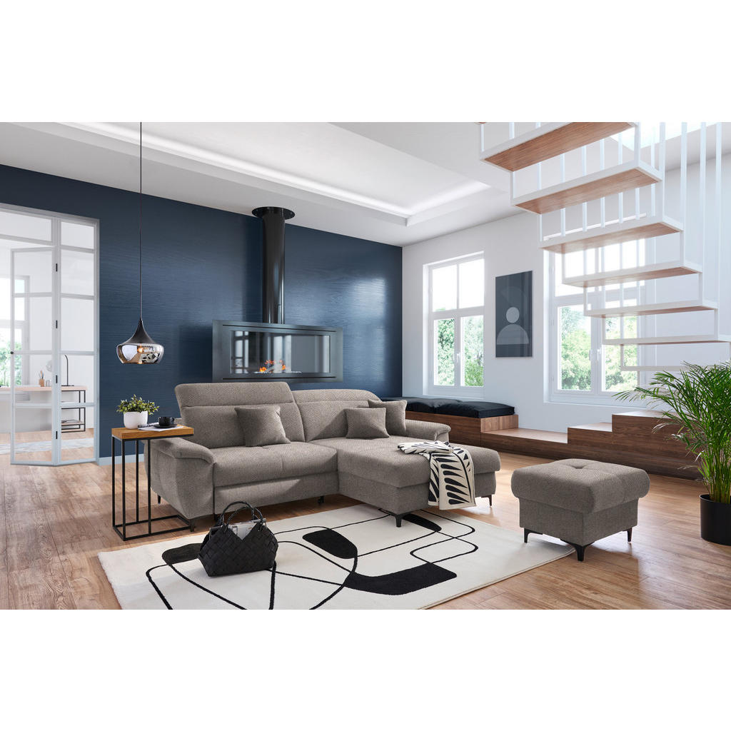 Thumbnail - Stylife Ecksofa, Braun, Textil, 3-Sitzer, Ottomane rechts, seitenverkehrt montierbar, L-Form, 256x185 cm, Stoffauswahl, ...