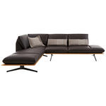 ECKSOFA  in Echtleder Braun  - Schwarz/Braun, Design, Leder/Holz (205/282cm) - Dieter Knoll