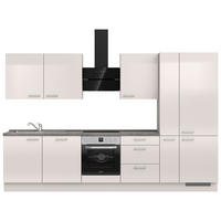 KÜCHENBLOCK 330 cm   in Schieferfarben, Hellgrau  - Schieferfarben/Edelstahlfarben, MODERN, Holzwerkstoff/Metall (330cm) - Nobilia