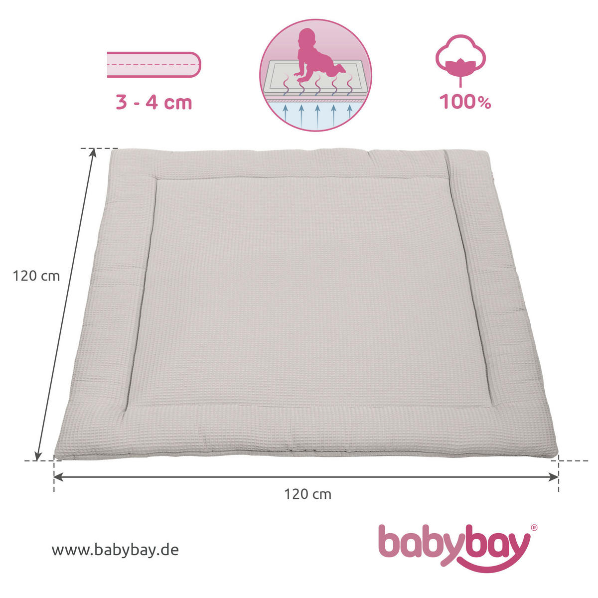 KRABBELDECKE  - Basics, Textil (120/120/3cm) - Babybay