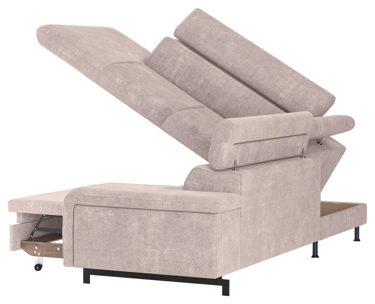 ECKSOFA Creme Chenille  - Blau/Creme, Textil/Metall (215/262cm) - MID.YOU