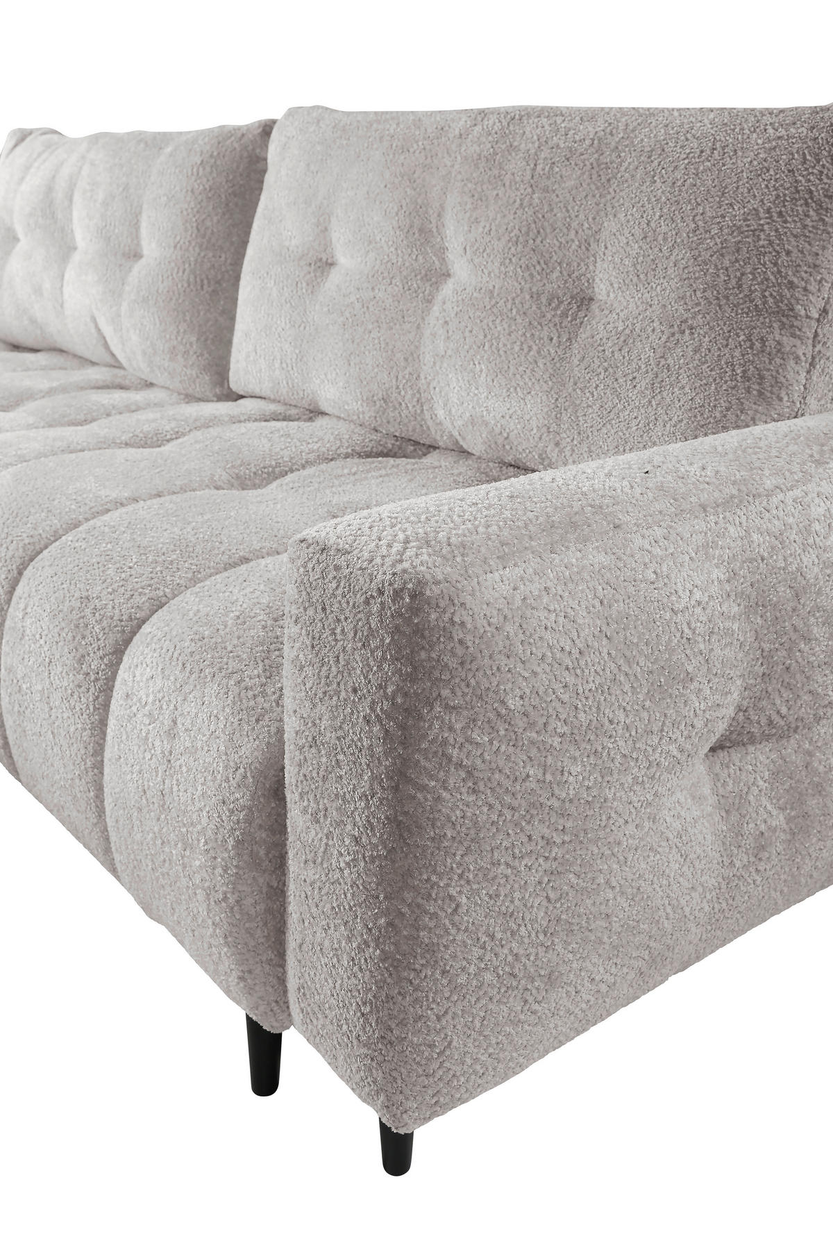 ECKSOFA in Chenille Ecru  - Ecru/Schwarz, Konventionell, Holz/Textil (180/266cm) - MID.YOU