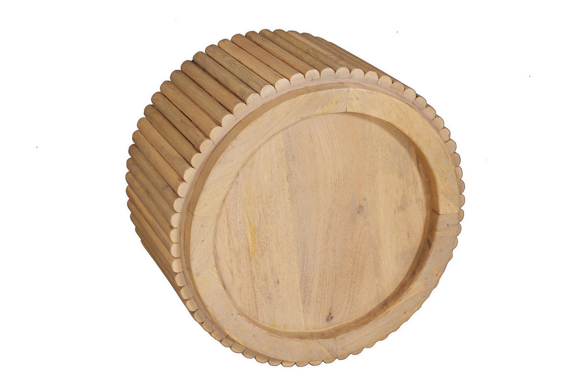 COUCHTISCH Mangoholz massiv 55/55/34 cm rund Naturfarben  - Naturfarben, Design, Holz (55/55/34cm) - MID.YOU