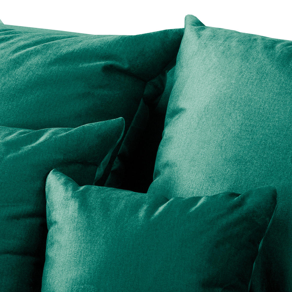 ECKSOFA Naomi in Velours Grün Rückenkissen  284/243 cm  - Schwarz/Grün, Design, Kunststoff/Textil (284/243cm) - P & B