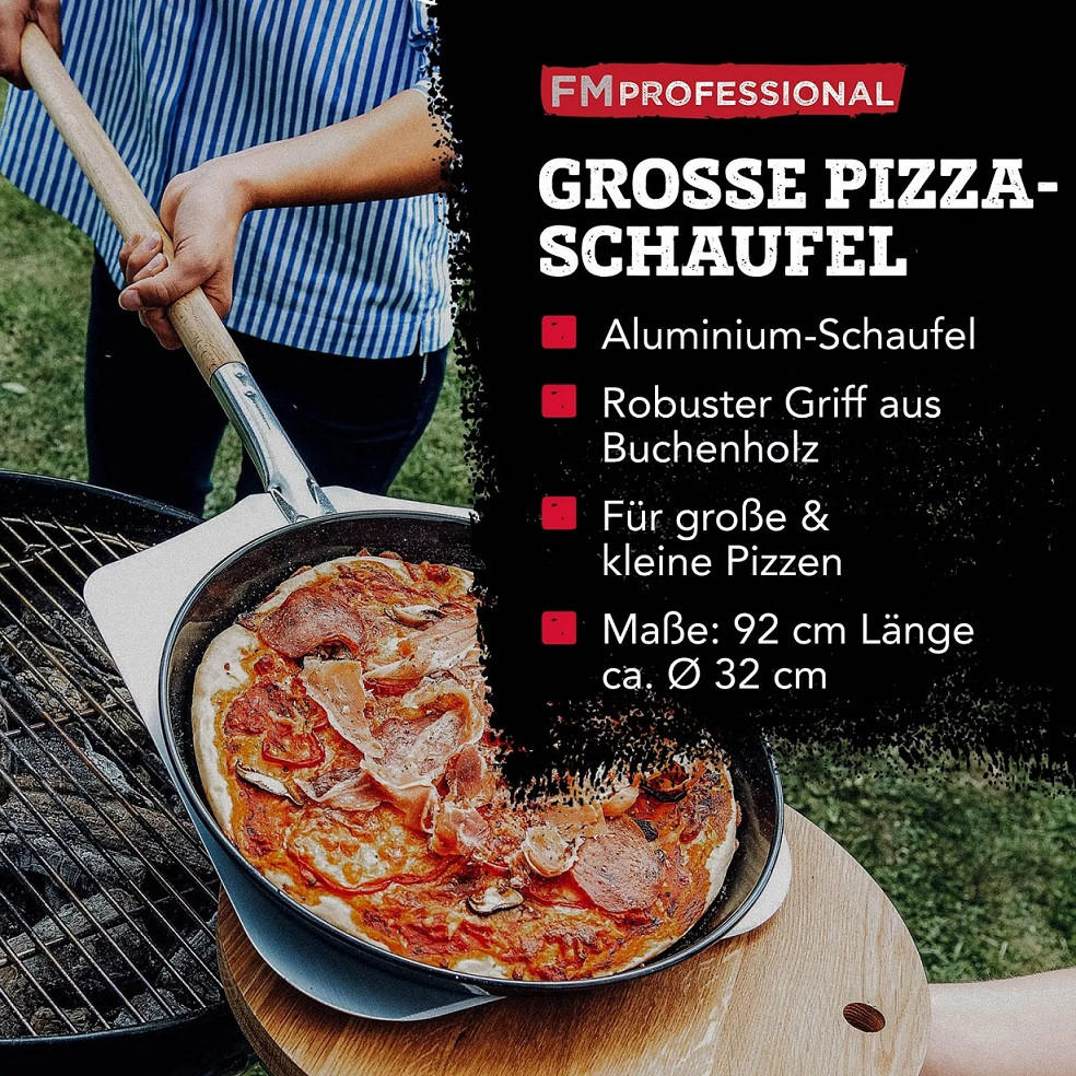 PIZZASCHAUFEL   - Edelstahlfarben, Basics, Holz/Metall (90cm) - Fackelmann